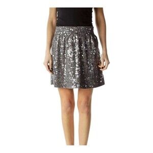 Garnet Hill Grey Sequin Mini Skirt size Small
